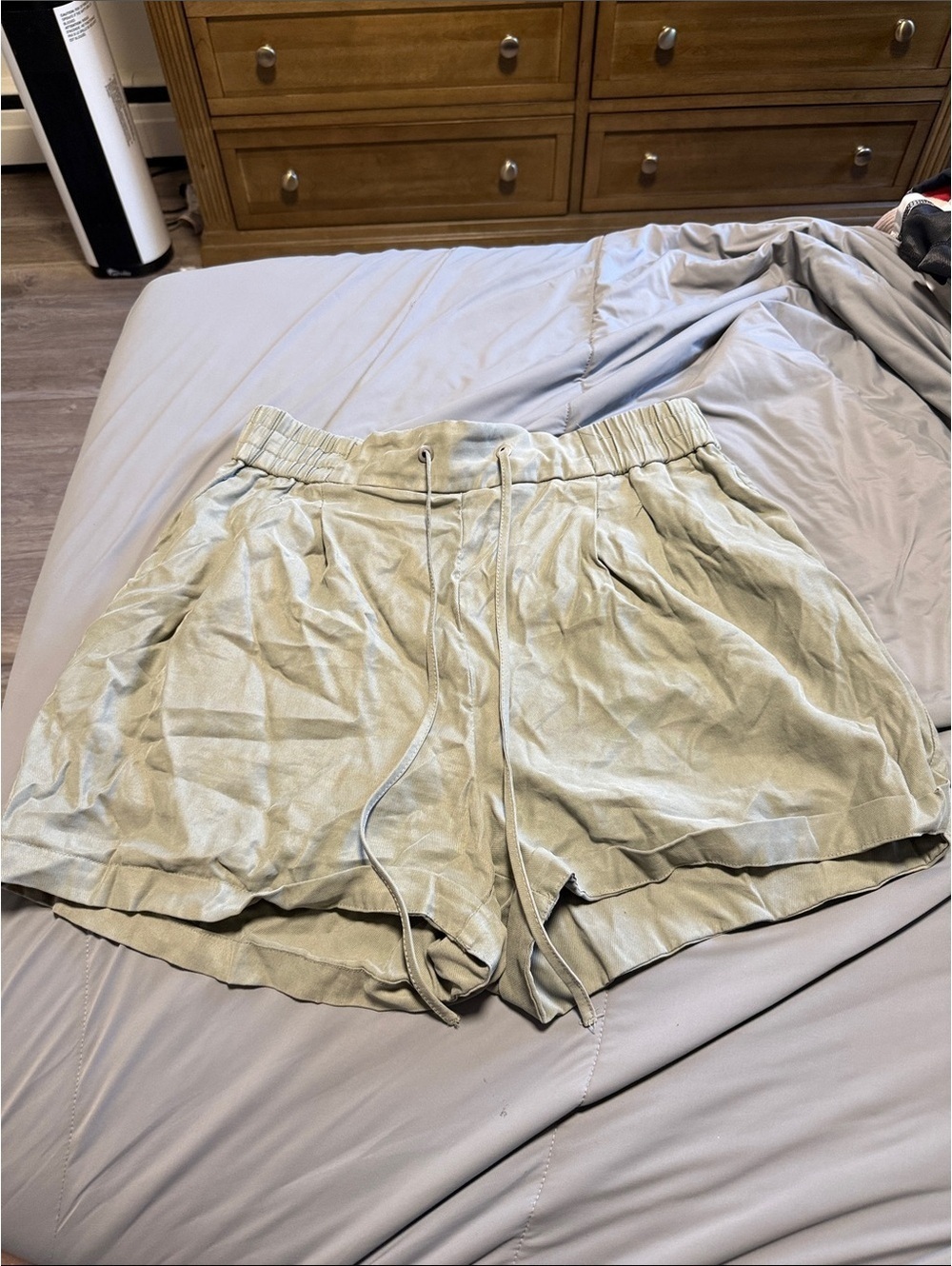 Dynamite Light Sage Green Drawstring Shorts